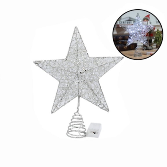 Wamans Solar Lights Christmas Tree Decoration Lights Led Copper Wire Star Lights Wrought Iron Glitter Christmas Tree Top Star With String Lights