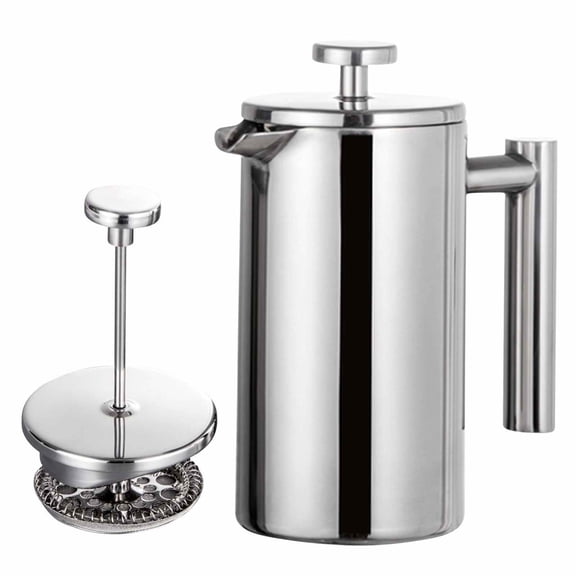 Wamans Stainless Steel French Press Coffee Maker, 1000Ml, Double Wall Insulated French Press Stainless Steel & Tea Brewer Easy Clean & Easy Press Strong Quality Metal Coffee Press.