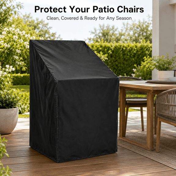 Infidev 25.1" x 25.1" x 47.2" Black Patio Chair Cover, Waterproof