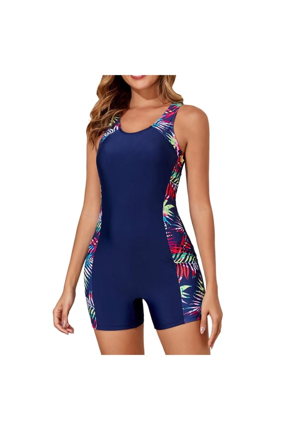 Athletic Swimsuit for Women Boyleg One Piece Competitive Bathing Suit Sleeveless Full Coverage Modest Sporty Swimwear (Red, S)