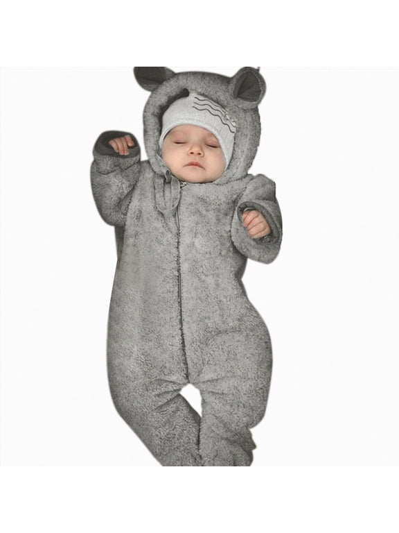 Boys Winter Coat Jacket Baby Boy Jumpsuit Solid Hooded Romper Warm Coat Outwear Outerwear