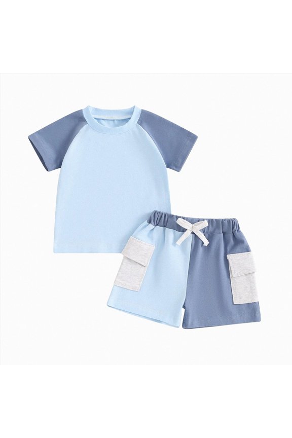 Childrens Comfortable And Breathable Set Boys Simple Short Sleeved Two Piece Set