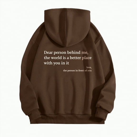 Wamejoo Dear Person Behind Me' Sweatshirt, You are Enough Hoodie, Graphic Sweatshirts Pullover Hoodie (Khaki, XXL)