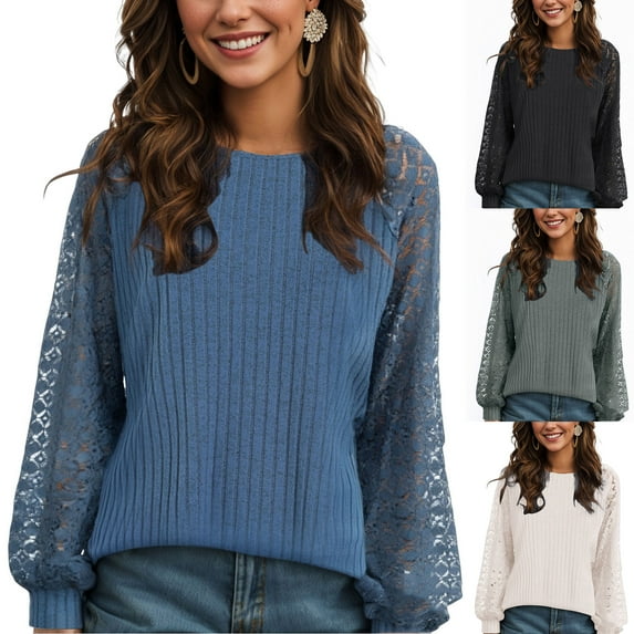 Wamejoo Going Out Tops for Women Henley Shirts 2025 Casual Ribbed Knit Long Sleeve Tunic Summer Fall Crew Neck Blouse (Green, XL)