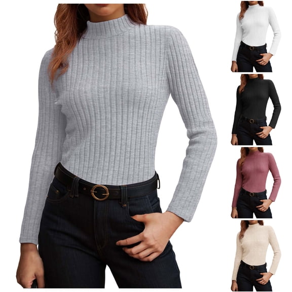 Wamejoo Long Sleeve Shirts for Women Crewneck Tunic Tops Business Casual Fit Fall Lightweight Sweaters Fashion Clothes 2025 （Grey, M）