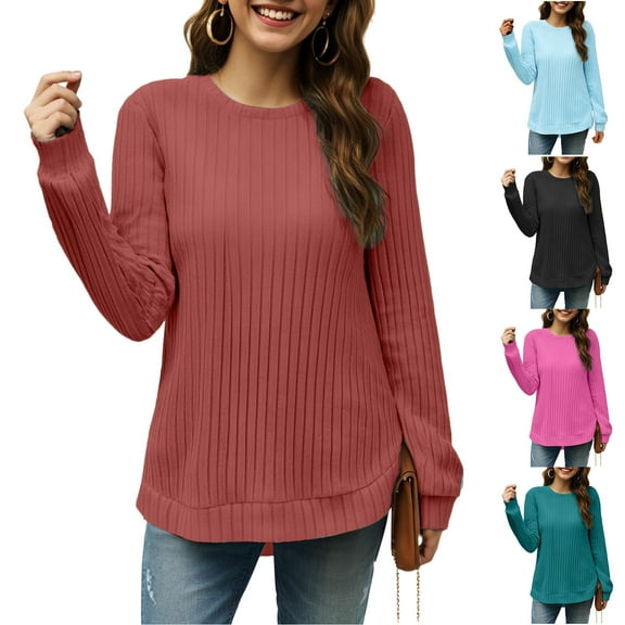 Wamejoo Long Sleeve Shirts for Womens Fall Fashion 2025 Tunic Tops to Wear with Leggings Plus Size Blouses Dressy Casual (Brick Red, S)