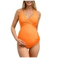 thumbnail image 1 of Wamejoo Maternity Swimsuit for Women One Piece Swimsuits Pregnancy Swimwear Spaghetti Straps Ruched Adjustable (Orange, L), 1 of 7