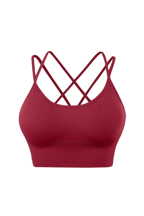 Softness Mold Butterluxe Strappy Longline Sports Bras for Women - Double Spaghetti Strap Workout Yoga Crop Top (Red, S)