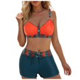thumbnail image 1 of Wamejoo Women Two Piece Swimsuit Athletic Bathing Suits for Women Ruffled Tummy Control High Waisted Swimsuits (Orange, 3XL), 1 of 6
