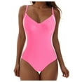thumbnail image 1 of Wamejoo Women Wide Straps V Neck One Piece Swimsuit Lace Up Tummy Control Slimming Bathing Suit Cross Back Swimwear (Pink, XXL), 1 of 9