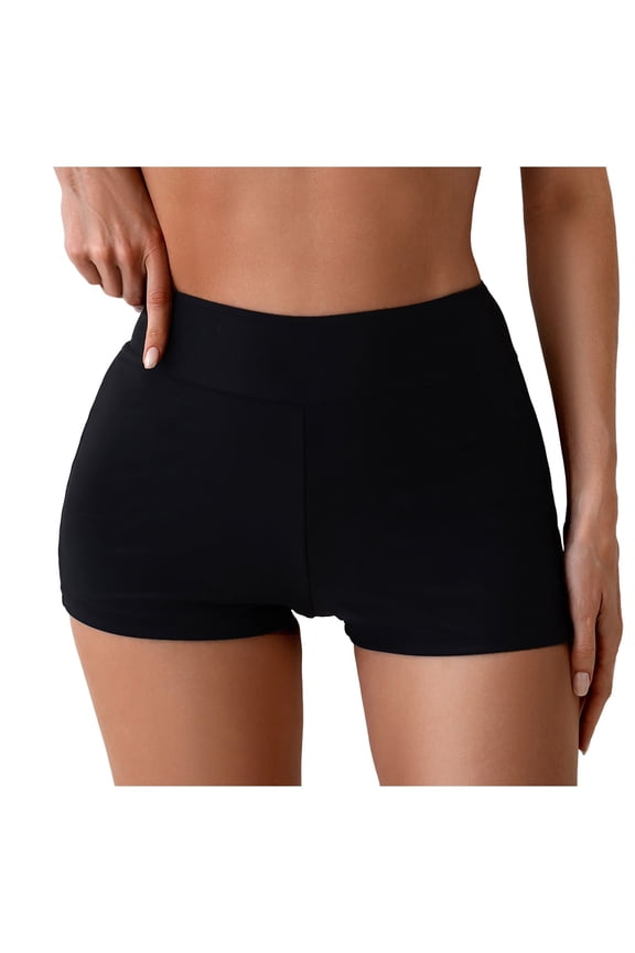 Women's Fold Over Micro Short Going Out Low Rise Sexy Booty Shorts (Black, XL)