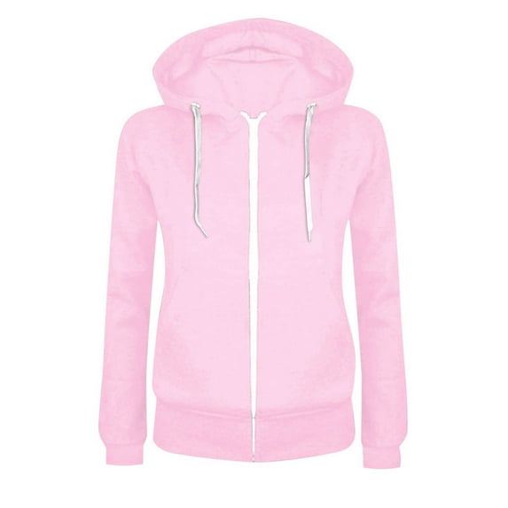 Wamejoo Women's Full Zip Up Hoodie Long Sleeve Hooded Sweatshirts Pockets Jacket Coat for Women (Pink, M)