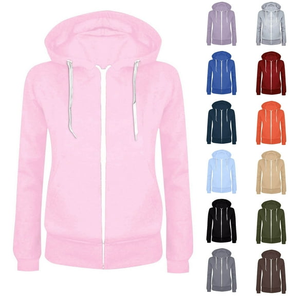 Wamejoo Women's Full Zip Up Hoodie Long Sleeve Hooded Sweatshirts Pockets Jacket Coat for Women (Wine, L)