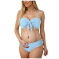 thumbnail image 1 of Wamejoo Women's Ruffle Strapless Bikini Set 2 Piece Bandeau Swimsuit High Waist Bathing Suits (Blue, L), 1 of 9