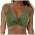 thumbnail image 1 of Wamejoo Women's Underwire Bikini Tops Push Up Criss Cross Swim Top Swimsuit Sexy V Neck Bathing Suit Tops (Army Green, S), 1 of 9