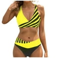 thumbnail image 1 of Wamejoo Womens Two Piece Swimsuits Wrap Front Bikini High Waisted Bottom Tummy Control Bathing Suits Vintage Print Swimwear (Yellow, 3XL), 1 of 9