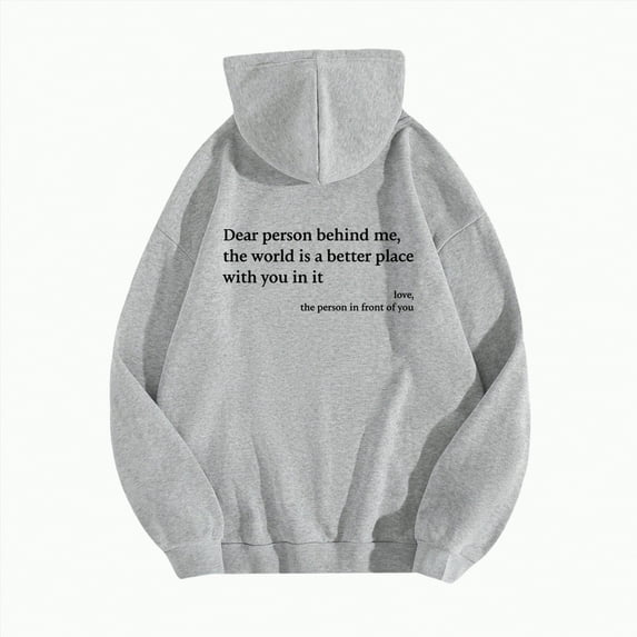 Wamejoo You Are Enough Hoodie Sweatshirt, Dear Person Behind Me Hoodie, Super Soft Plain Hoodie with Pocket Unisex (Grey, XL)
