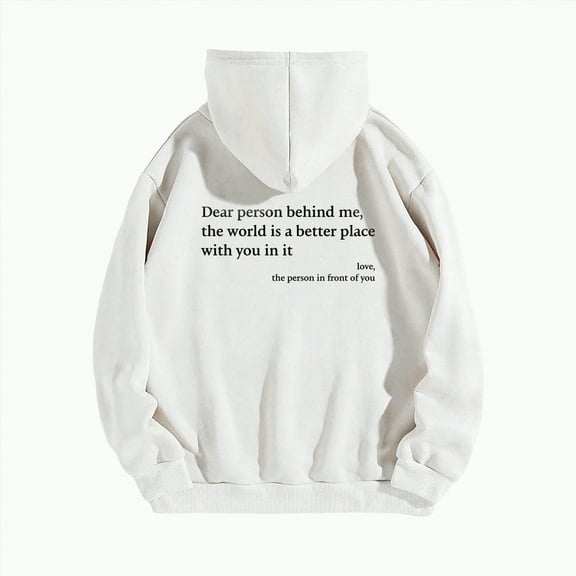 Wamejoo You Are Enough Hoodie Sweatshirt, Dear Person Behind Me Hoodie, Super Soft Plain Hoodie with Pocket Unisex (White, XXL)
