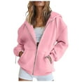 thumbnail image 1 of Wamejoo Zipper Hoodies for Women Oversized Fall Fashion 2025 Casual Winter Jackets Trendy Hooded Zip up Sweatshirt Clothes (Pink, XL), 1 of 4