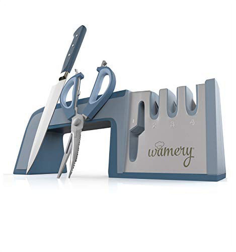 Wamery Knife Sharpener 4-Stage Kitchen Knife and Scissor Sharpeners - Easy  to Use Manual Knife Sharpening Scissors Tool Restore Knives & Shears