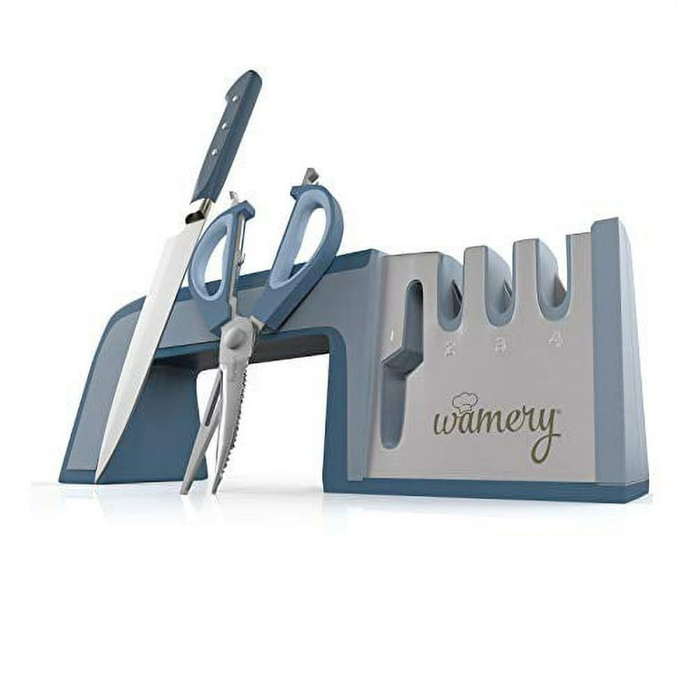 Wamery Knife Sharpener 4-Stage Kitchen Knife and Scissor Sharpeners - Easy  to Use Manual Knife Sharpening Scissors Tool Restore Knives & Shears