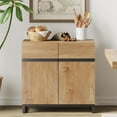 thumbnail image 1 of Wampat 31.5" Sideboard Buffet Cabinets, Modern Sideboard with Adjustable Shelf & Metal Base, Coffee Bar Cabinet Storage Cabinet for Living Room, Oak, 1 of 9