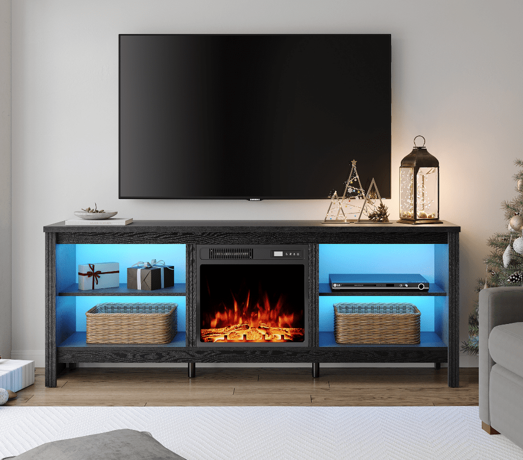 Wampat Electric Fireplace TV Stand for TVs up to 75