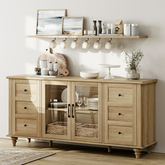 Wampat Farmhouse Sideboard, Wood Oak