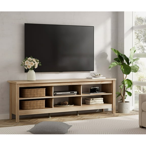 Wampat TV Stand for 65 inch TV Entertainment Center 60 inch, Black