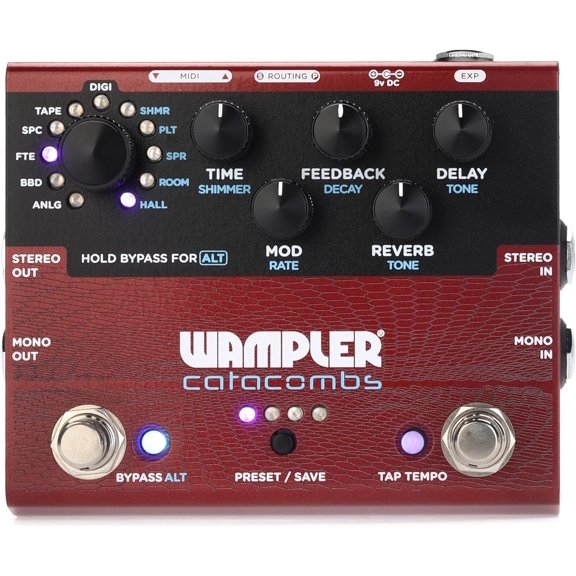 Wampler Reverb & Delay Multi Effects Box with Advanced DSP and Programmable Presets