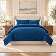 thumbnail image 1 of Wamsutta 1846 Cotton Tencel 3-Piece Titan Blue Solid Comforter Set, Full/Queen, 1 of 11