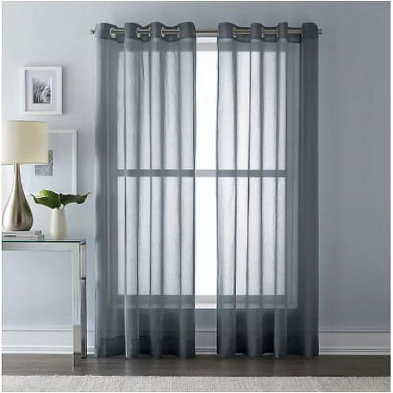 Wamsutta 63-Inch Grommet Top Sheer Window Curtain Panel in Charcoal