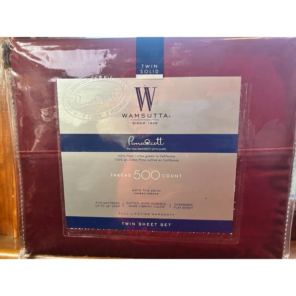 Wamsutta Pimacott Twin Sheet Set - Solid Color, Burgundy, 3-Piece