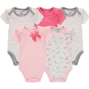 Wan-A-Beez 5 Pack Baby Girls' and Boys' Newborn and Infant Cotton Short Sleeve Bodysuits