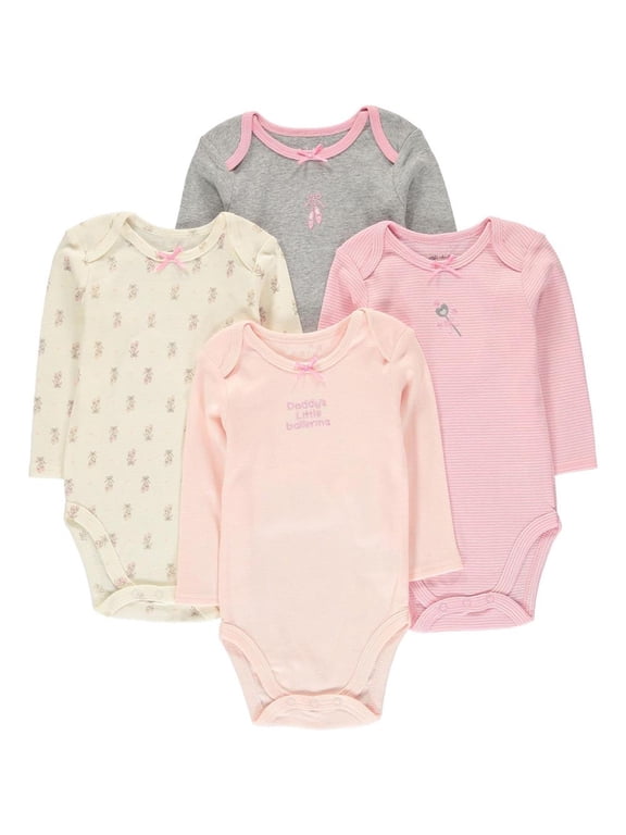 Baby Boy and Baby Girls 0-24 Months 4-Pack Long Sleeve Bodysuits