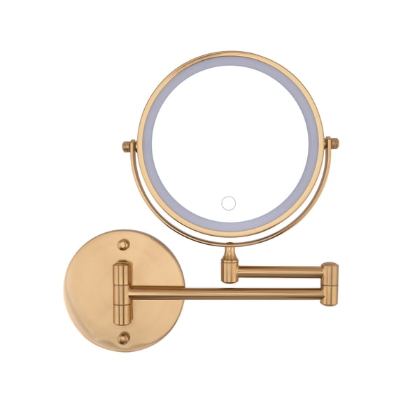 WanKaMom Foldable Vanity Mirror with Lights, 8Inch Double-Sided Magnification, Rechargeable Battery Operated, 360° Adjustable Rotation for Bathroom Use, No Bulbs Included
