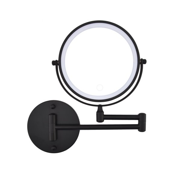 WanKaMom Foldable Vanity Mirror with Lights, 8Inch Double-Sided Magnification, Rechargeable Battery Operated, 360° Adjustable Rotation for Bathroom Use, No Bulbs Included