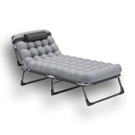 WanKaMom Folding Chaise Lounge Chairs, Heavy-Duty Steel Frame Folding Cot with Removable Cushion for Outdoor & Indoor Use