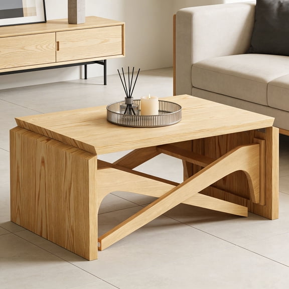 WanKaMom 31.5 in Expandable Surface and Variable Height Folding Floor Table, Off-White