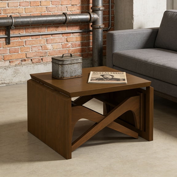 WanKaMom Folding Floor Table, Foldable Coffee Table, 2-in-1 Multi-Function, Natural Wood Finish, Expandable Surface & Variable Height