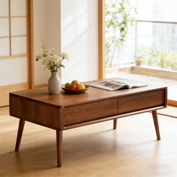 WanKaMom Lift Top Solid Oak Coffee Table, Storage Coffee Table for Living Room, Classic Solid Wood Design