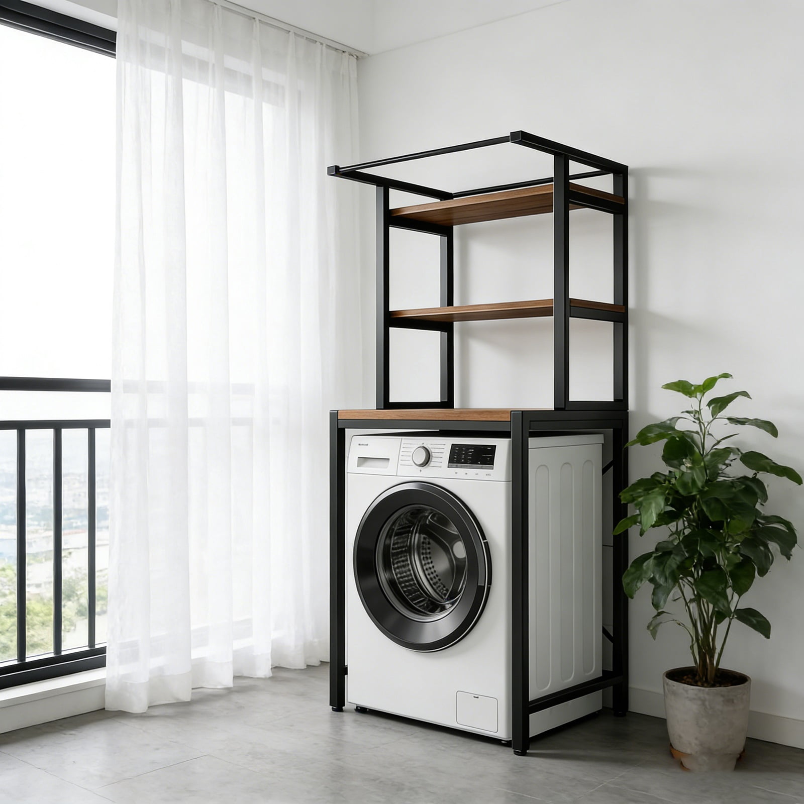 WanKaMom Metal Storage Shelves, Heavy Duty Over The Washer Dryer Shelf, Freestanding Garage Rack for Space Saving, \ 