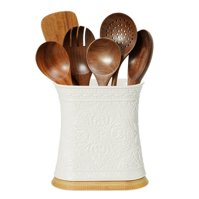 WanMeiLin Ceramic Kitchen Utensil Holder Spatula Utensil Organizer Fit for Large Cooking Utensil