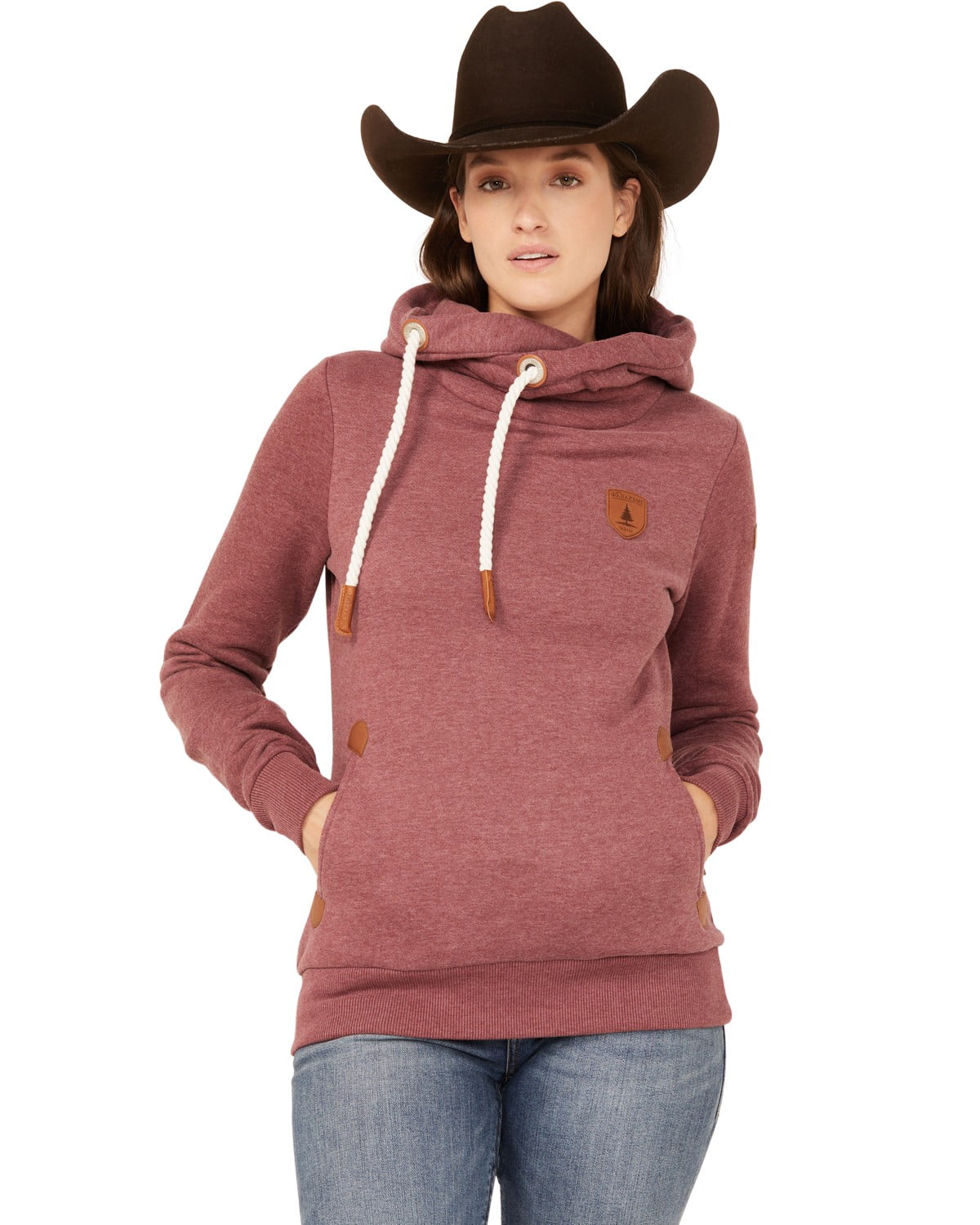 Wanakome Women s Artemis Cowl Neck Hoodie Burgundy US Walmart