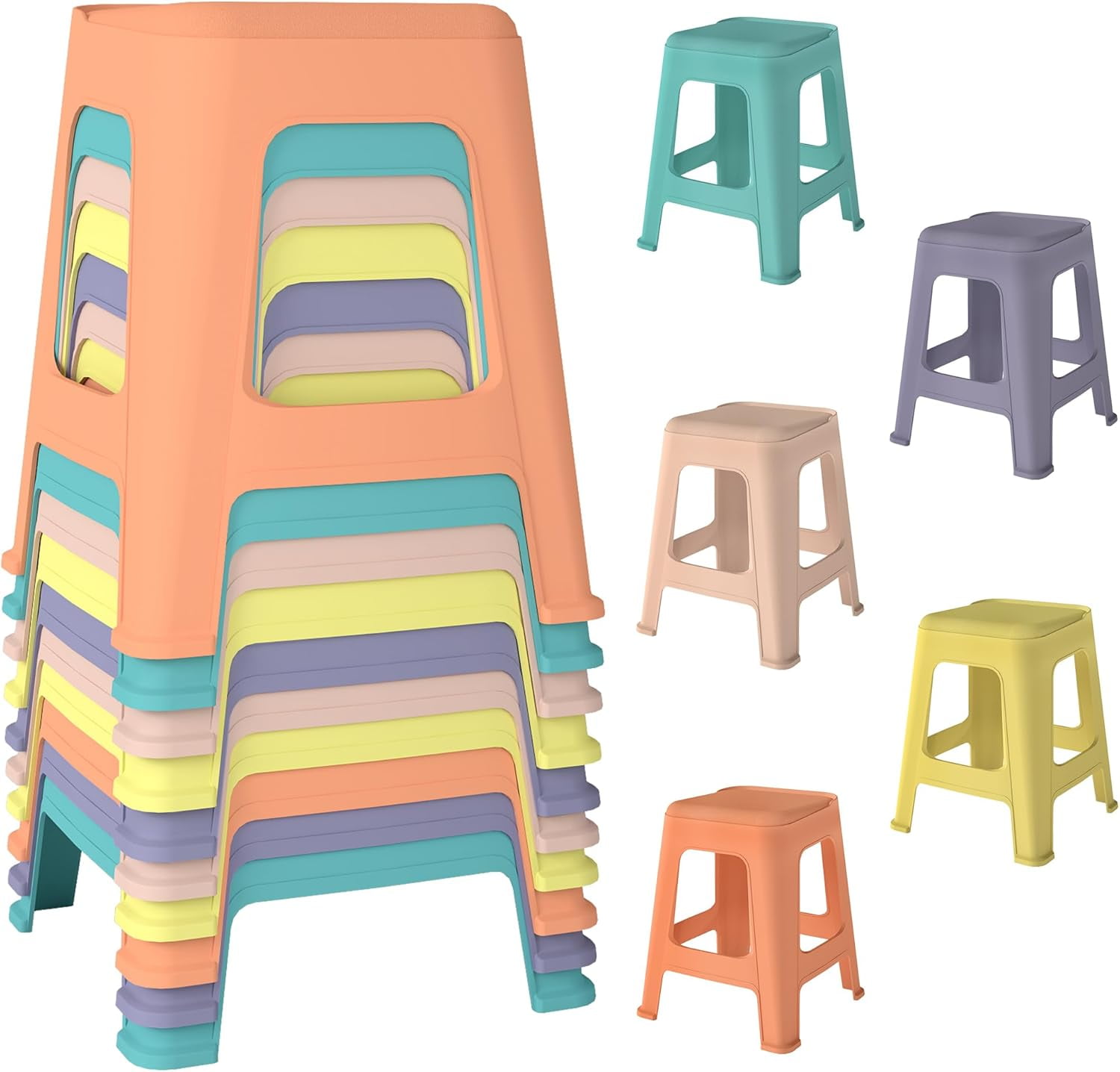 Backless Stackable Chair Linor 10 Pack Stackable Chairs for Outdoor, 18.8