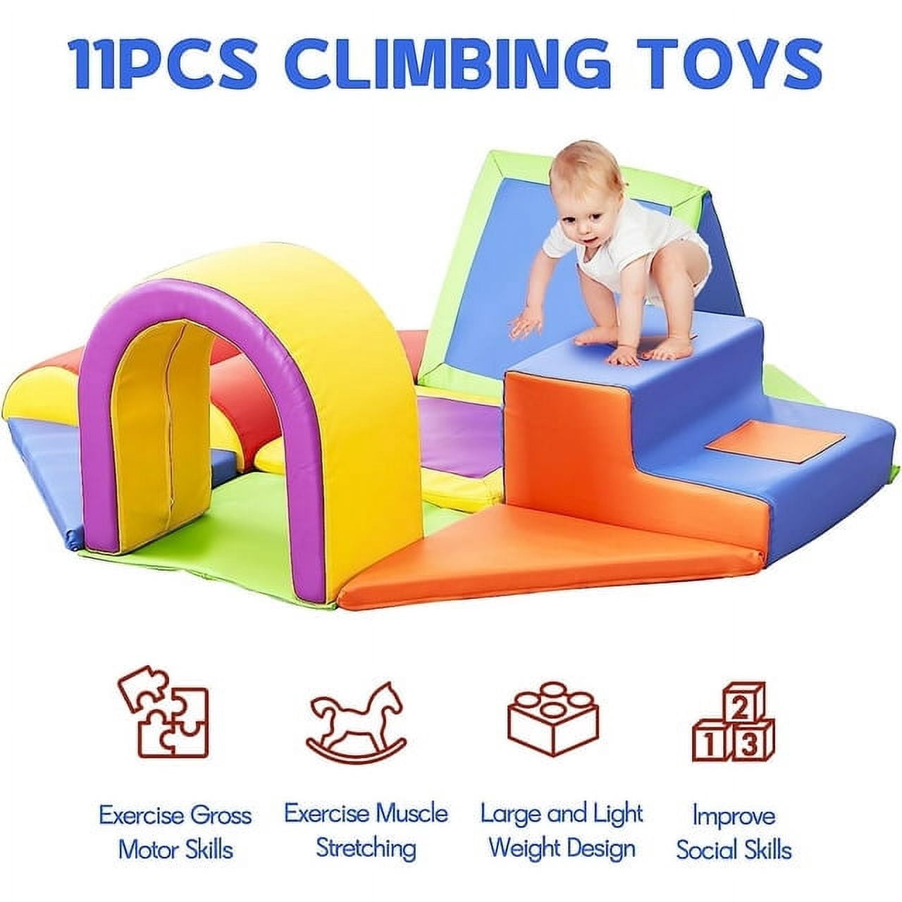 Wanan 11Pcs Foam Climbing Blocks, Indoor Jungle Gym Activity