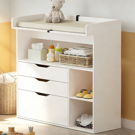 Wanan 3 Drawer Diaper Changing Table Dresser, White