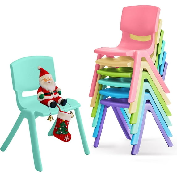 Wanan 6Pcs Plastic Stackable Chairs, Modern Kids Chairs for Outdoor, Reading, Relaxing, Learning, Painting, Playing