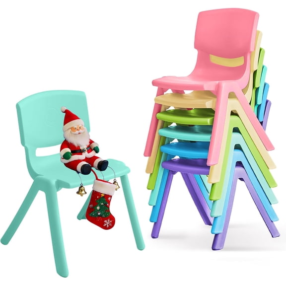 Wanan 6Pcs Plastic Stackable Chairs, Modern Kids Chairs for Outdoor, Reading, Relaxing, Learning, Painting, Playing