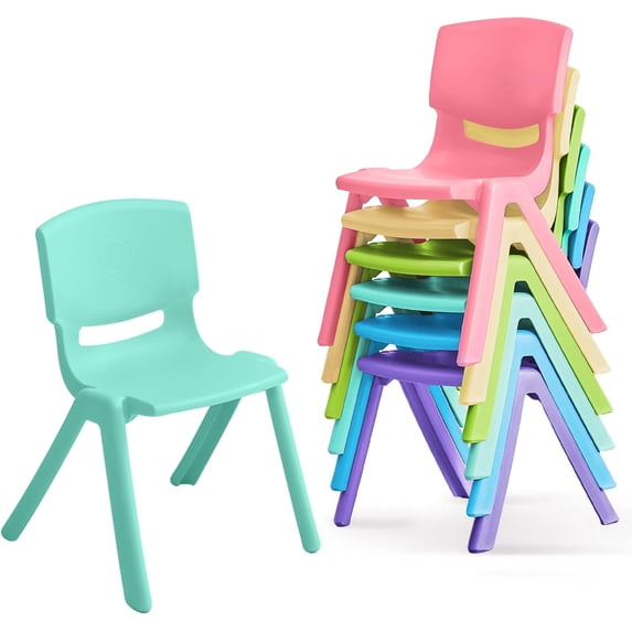 Cuoote 6Pcs Plastic Stackable Chairs, Modern Kids Chairs for Outdoor, Reading, Relaxing, Learning, Painting, Playing